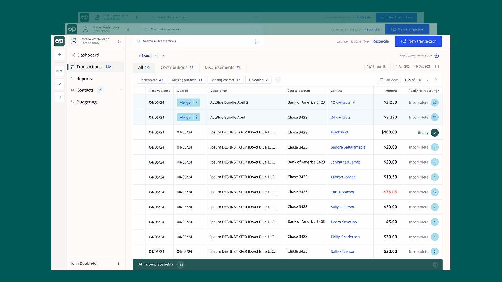 Operative platform screens
