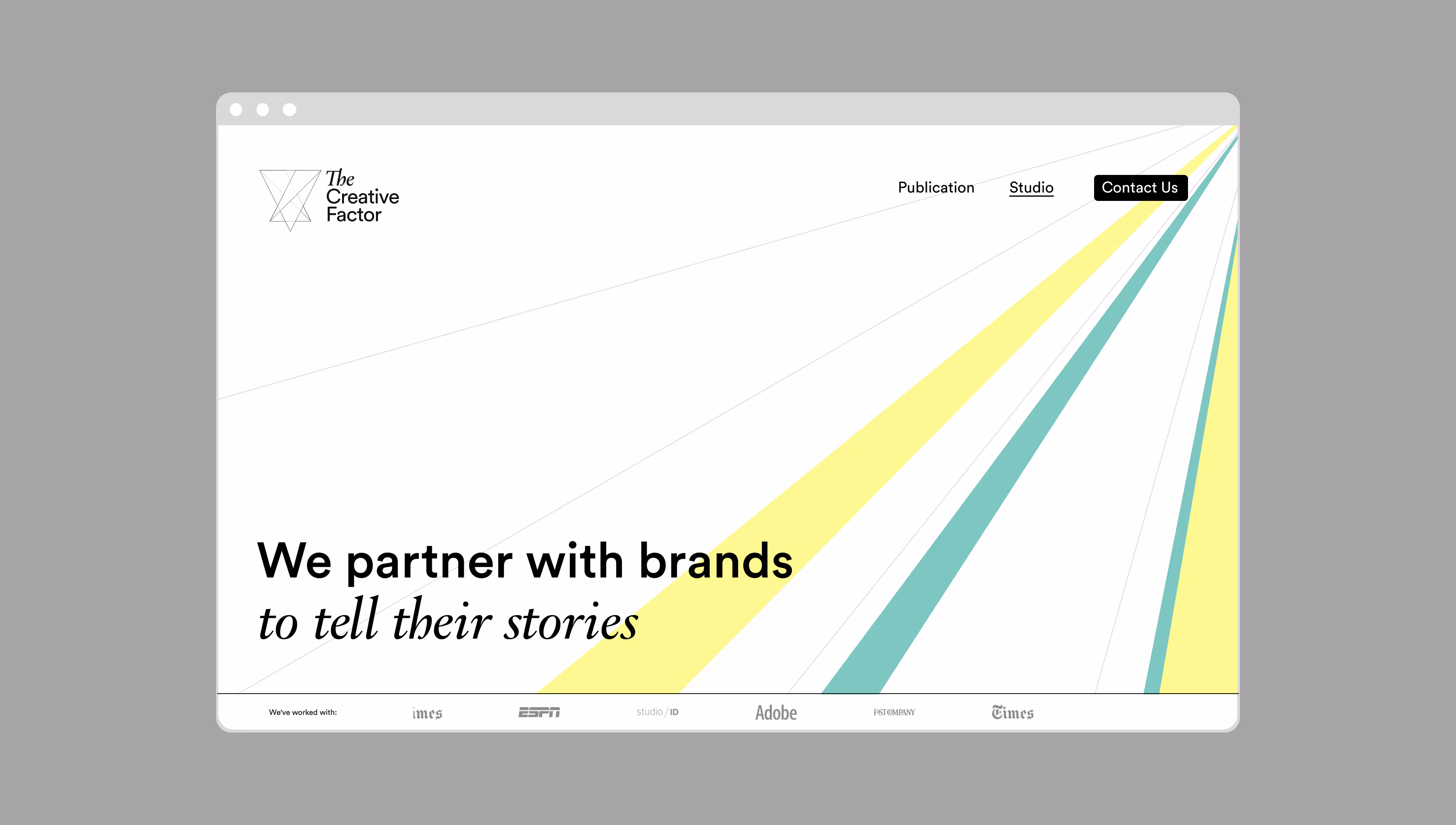TCF Studio website design mockup